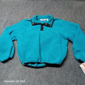 NWT NOS Vintage Backpack Fleece Pullover‎ Sweater Adult Medium Blue With Pockets